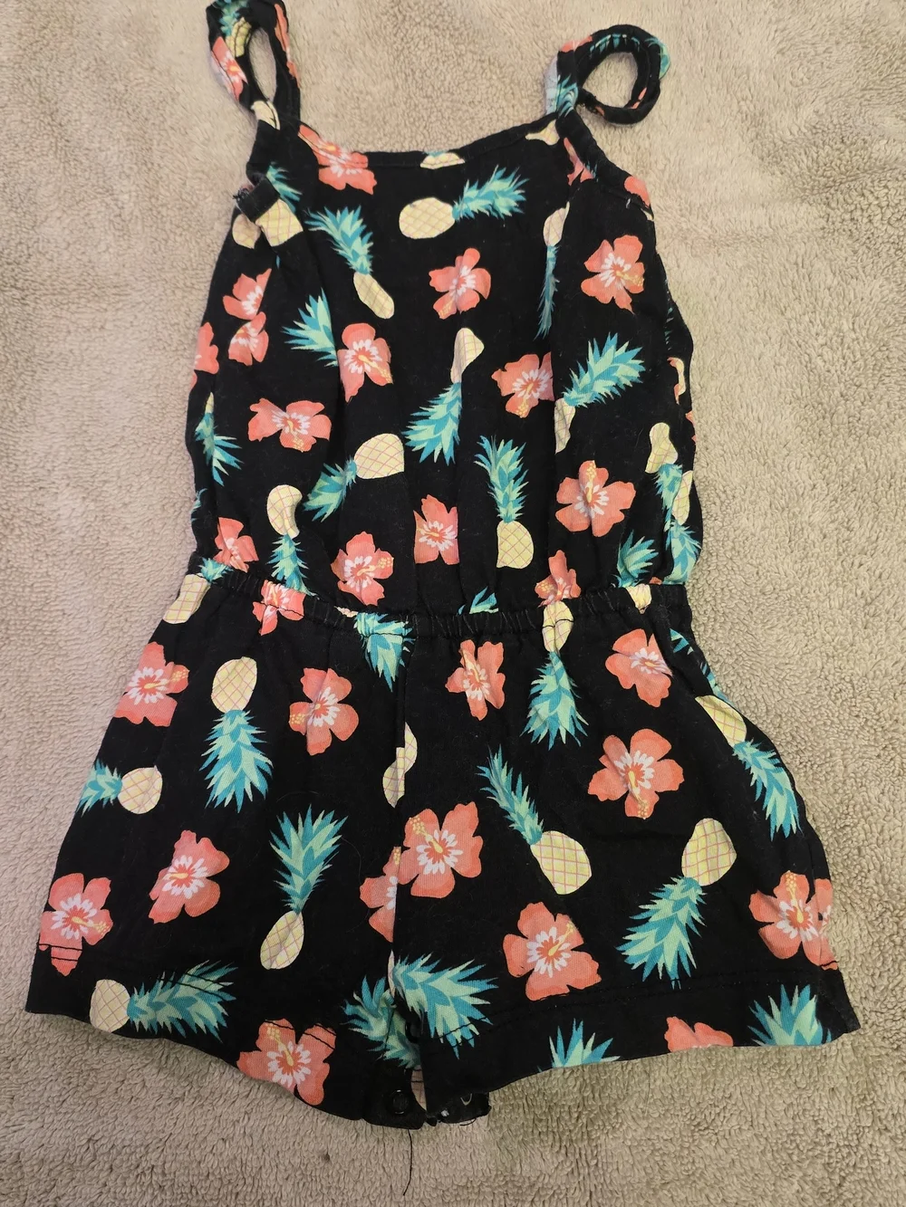 The Children's Place Black Tropical Pineapple & Coral Floral Romper